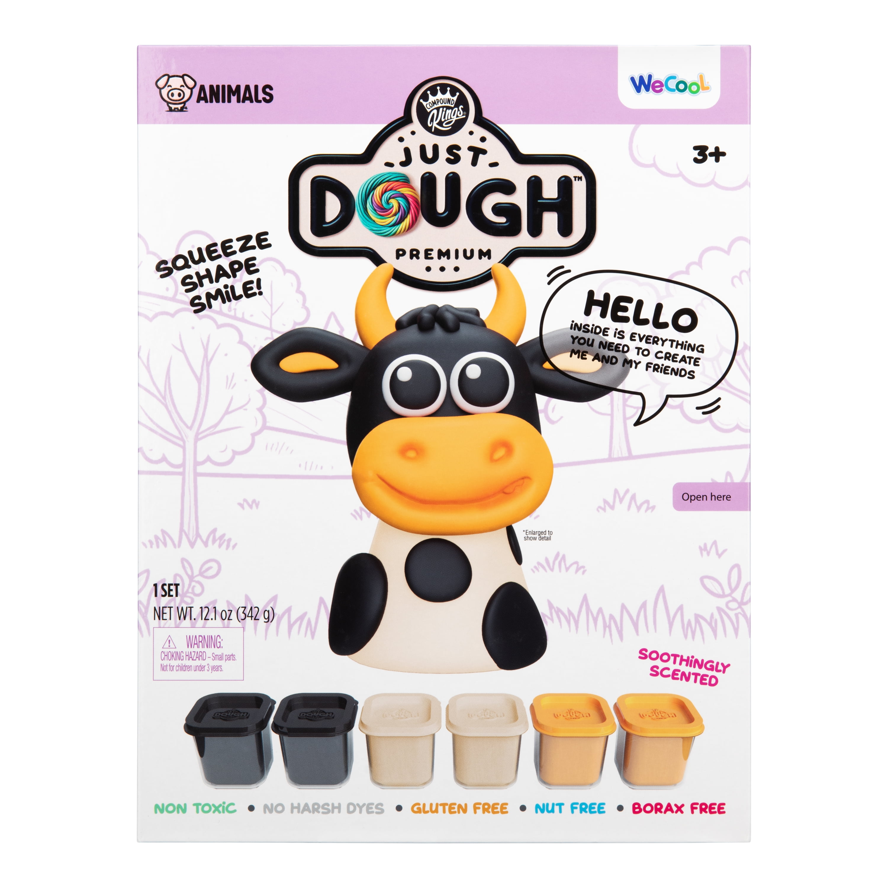Compound Kings, Just Dough, Play Dough, Cow Character Pack, Multicolor, Children Ages 3+