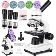 Herwicm 40X-2500X Compound Lab Microscope for Adults and Students, High-Power Biological Microscope with Smartphone Adapter and Prepared Slides Kit, Stem Kit for School Lab and Home Education