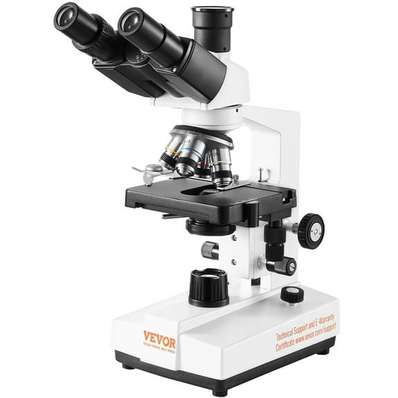 Compound Trinocular Lab Microscope 40X to 5000X Magnification with Dual Layer Mechanical Stage LED Illumination External Interface and Slides