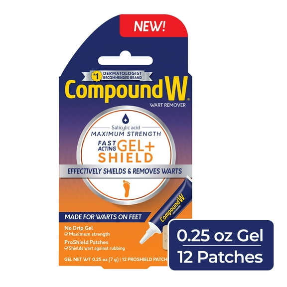 Compound W Gel + Shield Wart Remover, 0.25 oz Salicylic Acid Gel with 12 ProShield Patches
