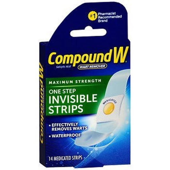 Compound W Maximum Strength One Step Invisible Wart Remover Strips, 14 Ct, 4-Pack