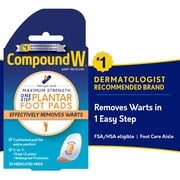 Compound W Maximum Strength One Step Plantar Wart Remover Foot Pads, Salicylic Acid, 20 Count