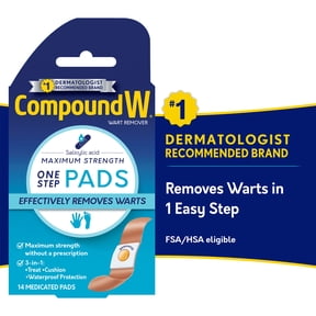 Compound W Maximum Strength One Step Wart Remover Pads, Salicylic Acid, 14 Count