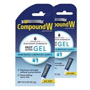 Compound W Maximum Strength Fast Acting Wart Remover Gel 0.25 oz Salicylic Acid 17% Pack of 2