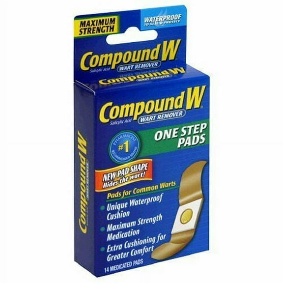 Compound W Wart Remover Medicated Maximum Strength Pads, Waterproof - 14 Ea, 2 Pack