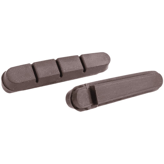 Compounded Rubber Brake Pad Blocks for Road Bikes Supporting Bolt and Pin Mounting Options on Carbon Fiber Rim Setups (Brown 54mm)