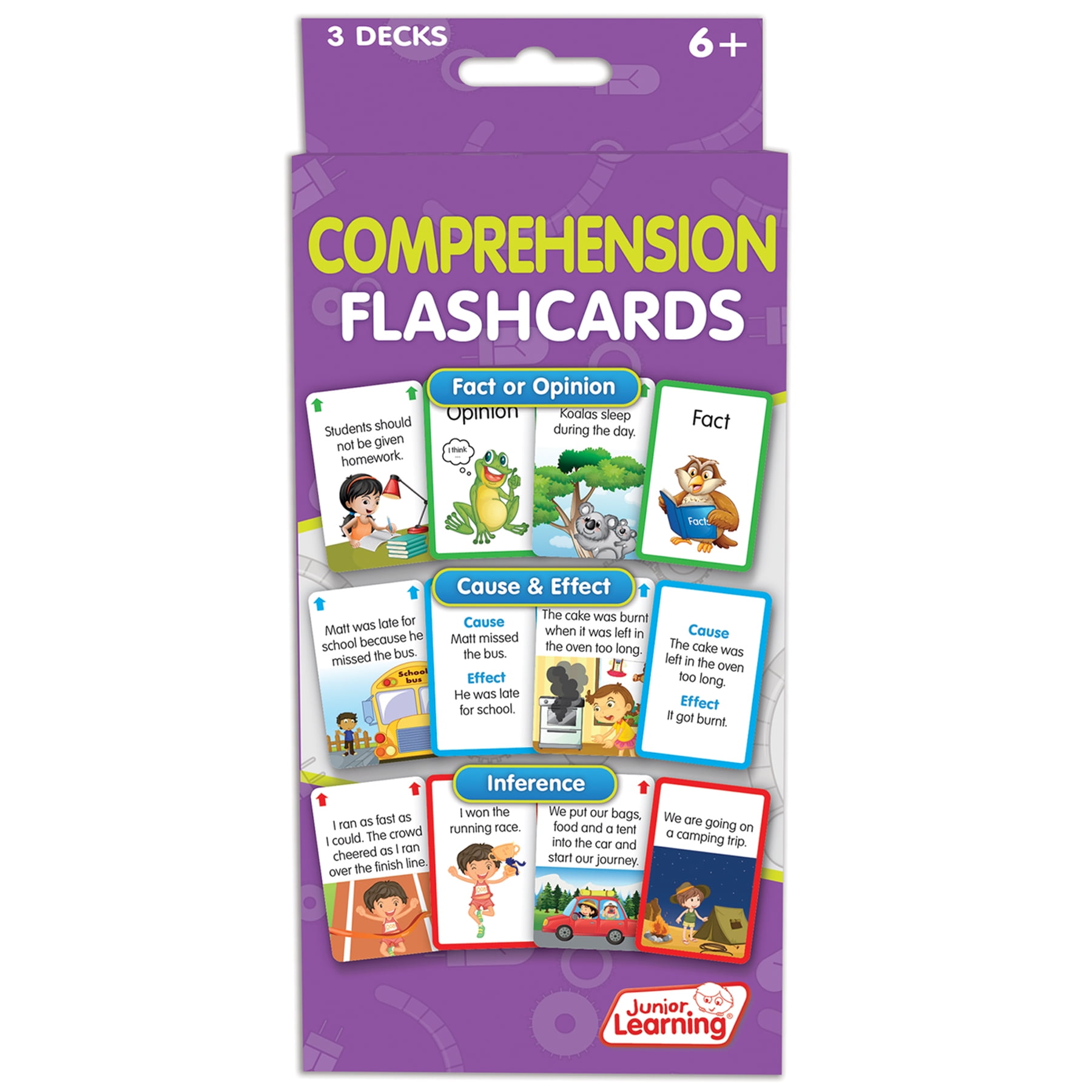Comprehension Flashcards Junior Learning for Ages 6-9, Grade 3 Grade 4 Learning, Language Arts, Perfect for Home School, Educational Resources