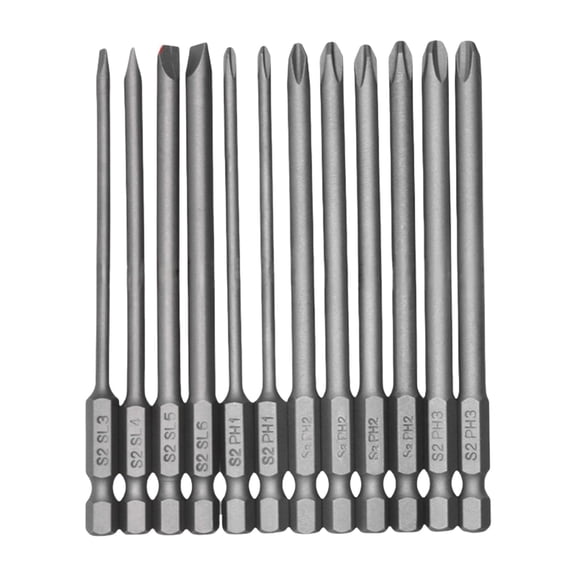 Comprehensive 12 Piece Screwdriver Bit Set In Alloys Steel Hexagonal Shank for Power Tool Accessories and Multiple Tasks