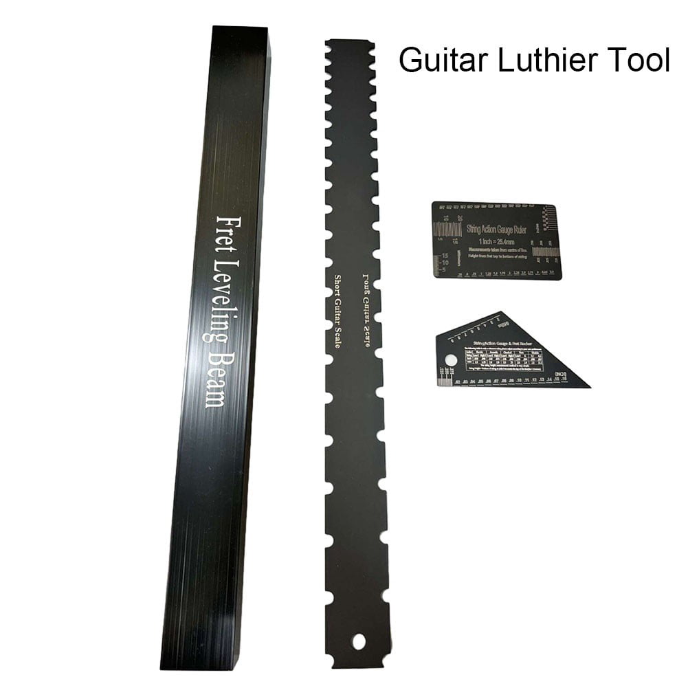 Comprehensive 4 Pcs Luthier Tools Set For Guitar Setup Including Leveling Ruler And Height Gauge For Precision Work