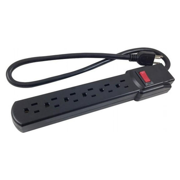 Comprehensive 6-Outlet Black Surge Protector 6Ft AC Cord