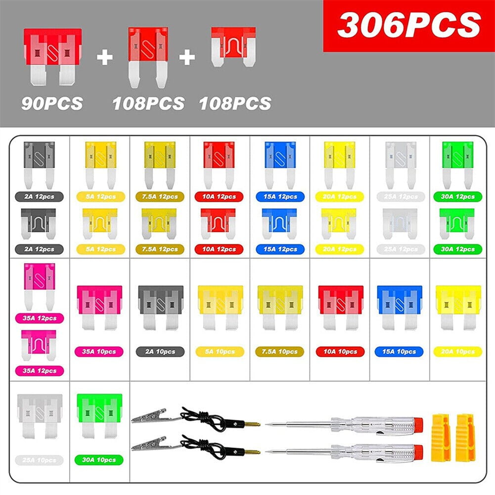 Comprehensive Car Fuses Assortment Kit 306Pcs For Convenient Replacement Fangkenuo