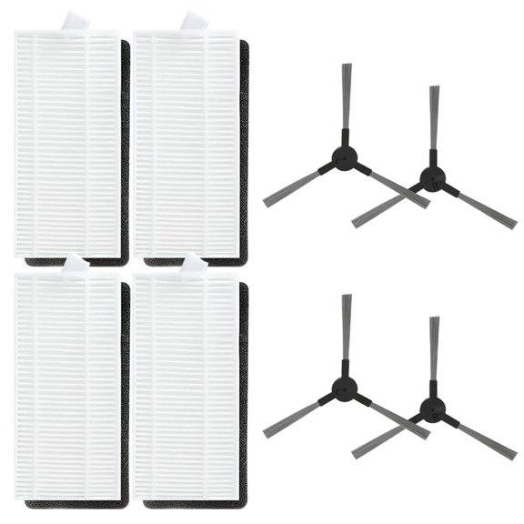 Comprehensive Filter and Side Brush Set for Liectroux X6, For ZEDAR R600, Includes 6 Filters and 10 Brushes for Maximum Efficiency (A)