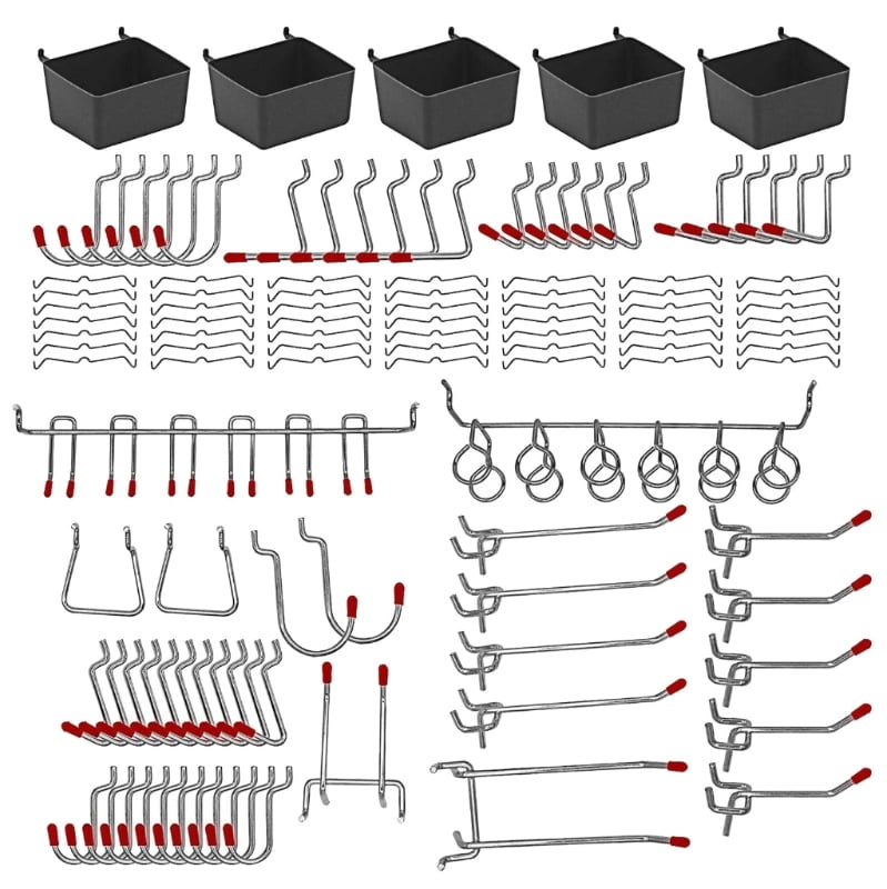Comprehensive Pegboard Hook Set 114 Pieces for Workshop Garage Organization