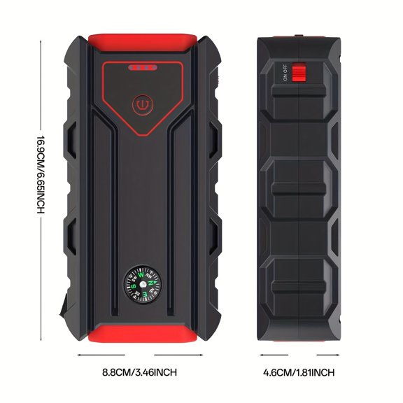 Comprehensive Roadside Assistance: 5000A Car Jump Starter Featuring SOS Strobe Light, Emergency Breaker, Dual USB Fast Charging, And 12V/8A DC Output