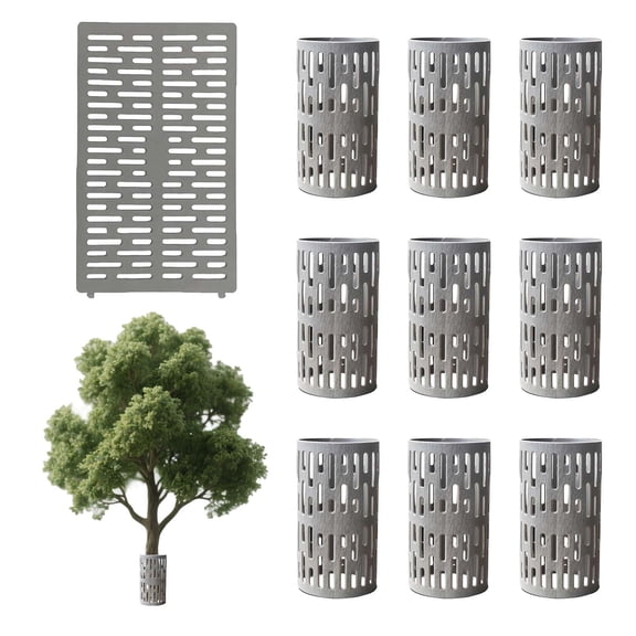 Comprehensive Tree and Shrub Protection, Expandable Mesh Sleeves, Reusable Weather-Resistant Guards Against Animals and Lawn Equipment, Easy Install, Garden and Nursery, 10 Pc, 34x20cm, Gray