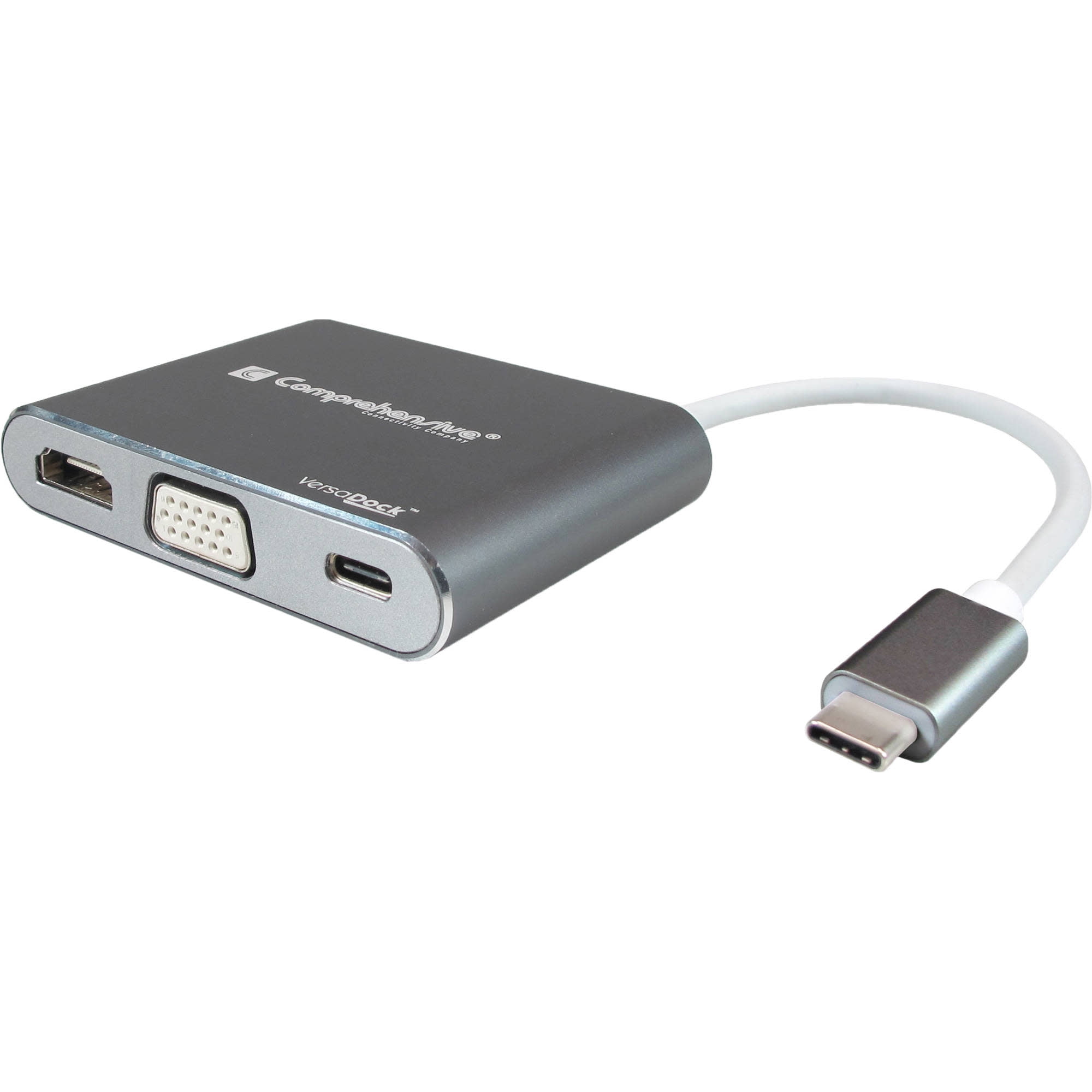 Comprehensive VersaDock USB-C 4K Portable Docking Station with HDMI, VGA, USB 3.0, PD, Dark Gray