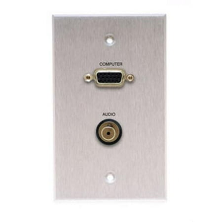 Comprehensive WP-1520-E-P-AC Single Gang Wallplate - Anodized Clear - HD15- Stereo Mini - Passthru