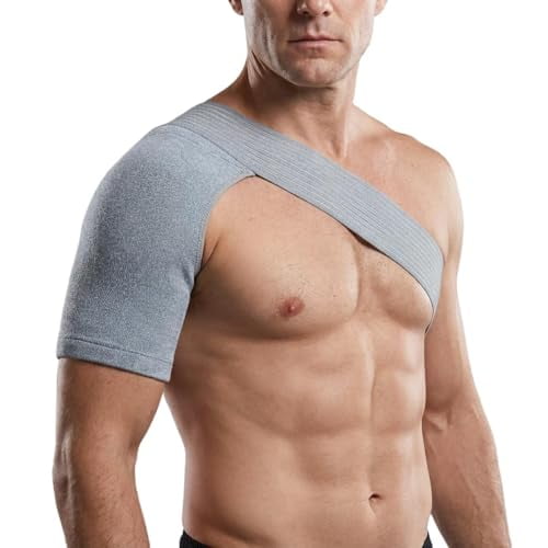 Compresfit - Premium Compresfit Bamboo Shoulder Brace (Universal Fit Left/Right) Original,Shoulder Compression Sleeve for Preventing Strains and Dislocation (Gray,Medium)