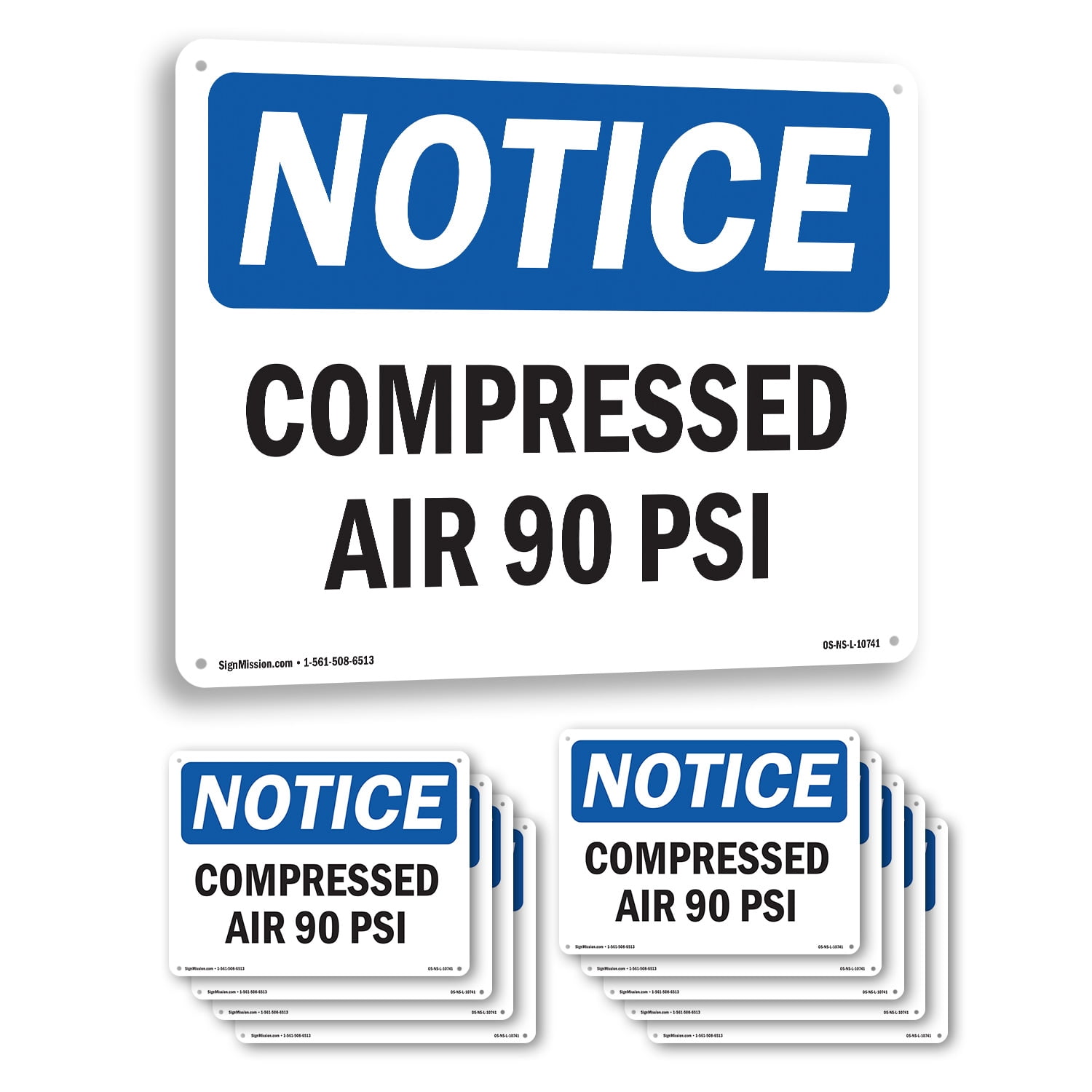 Compressed Air 90 PSI OSHA Notice Rigid Plastic Sign 24 Inch x 18 Inch ...
