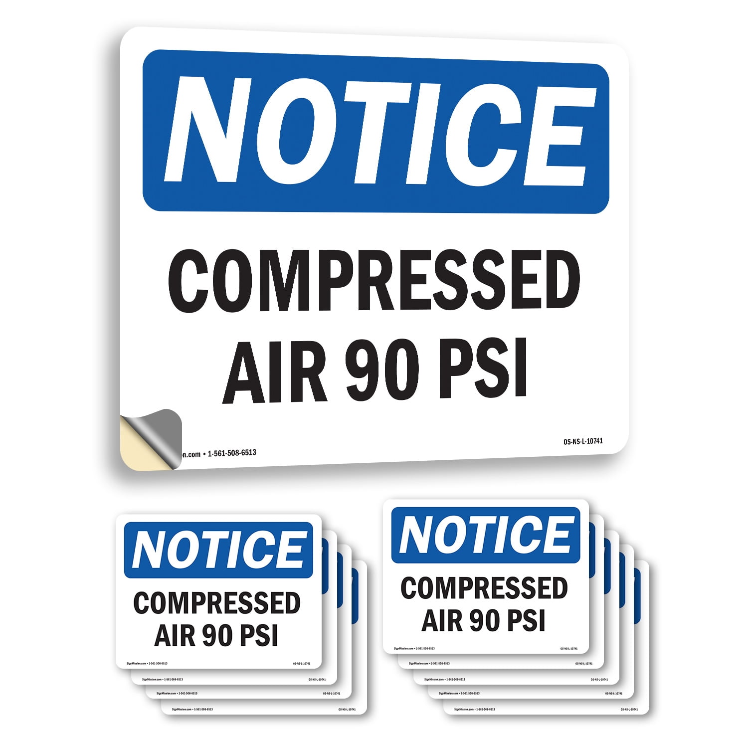 Compressed Air 90 PSI OSHA Notice Vinyl Decal Label 18 Inch x 12 Inch ...