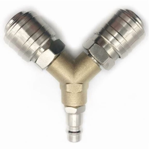 Compressed Air Distributor, 1/4 Compressed Air Fitting 3-Way Quick Release Compressed Air Connector with Male Thread Y Distributor