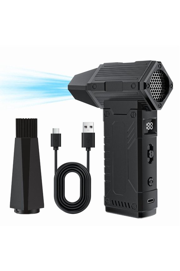 Compressed Air Duster,130,000RPM Turbo Blower with LED Display and Light,Electric Air Duster for Keyboard,PC,Car Home