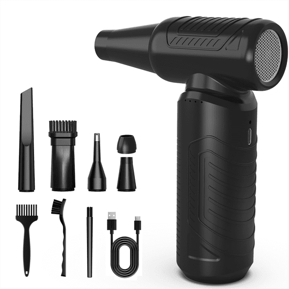 Compressed Air Duster, 130,000rpm Cordless Blower,3-Speed Adjustable Electric Air Duster for Keyboard Computer Car Home,1 * Dust Blower 1 Set * Accessories,Black