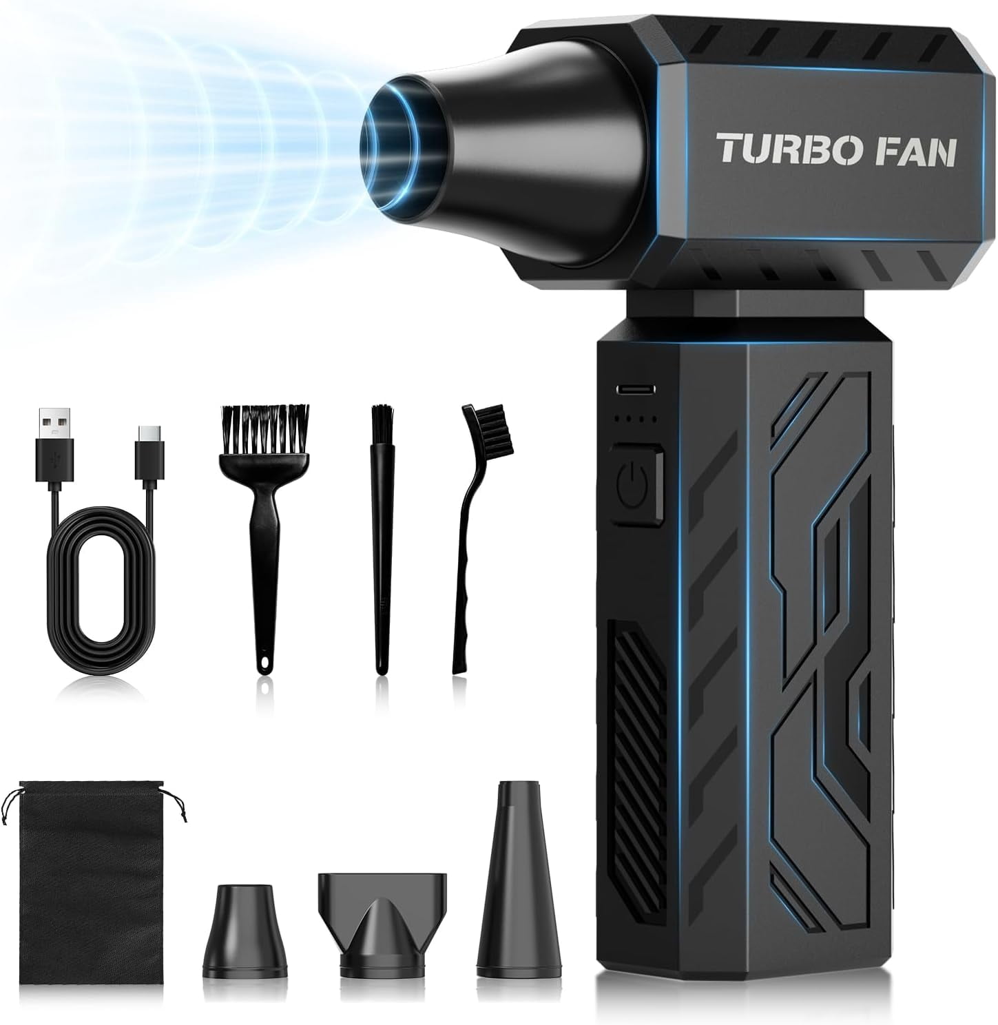 Compressed Air Duster, 130000 RPM Powerful Electric Air Duster, 100-Gear Stepless Adjustable Cordless Air Blower with Brushless Motor, Upgraded Mini Blower for Keyboard Computer Car Home Cleaning