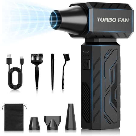 Compressed Air Duster, 130000 RPM Powerful Electric Air Duster, 100-Gear Stepless Adjustable Cordless Air Blower with Brushless Motor, Upgraded Mini Blower for Keyboard Computer Car Home Cleaning
