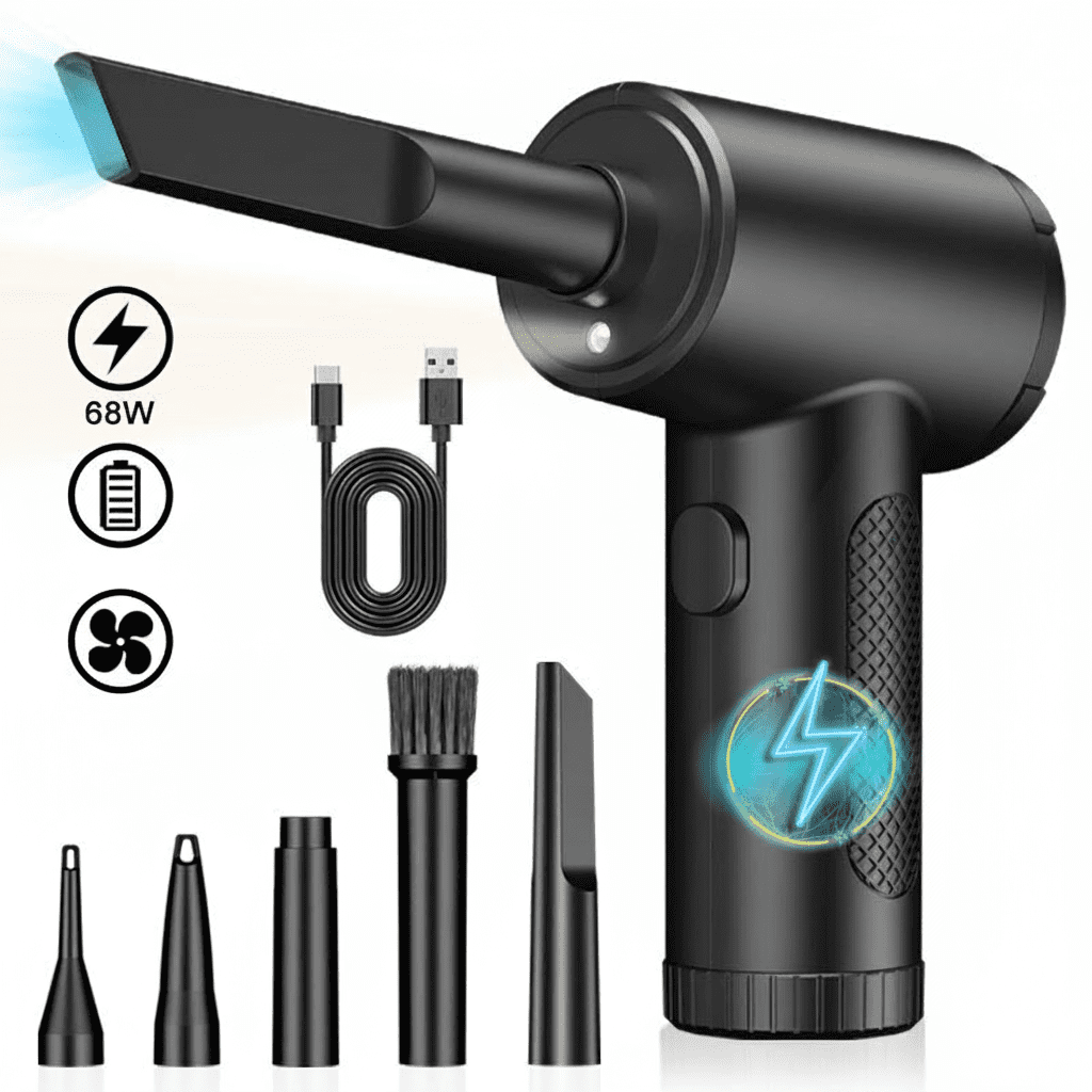 Compressed Air Duster, 130000RPM Electric Cordless Air Duster Keyboard Cleaner for Cleaning, 3 Speeds, 7500mAh Rechargeable, Dust Blower Replaces Compressed Air Cans