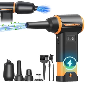 Nogroa Compressed Air Duster, 130000RPM Air Duster and Vacuum 2 in 1, Rechargeable Mini Blower with LED Light, 4 Gear Adjustable Cordless Electric Air Duster for Keyboard/Car/Outdoor & House