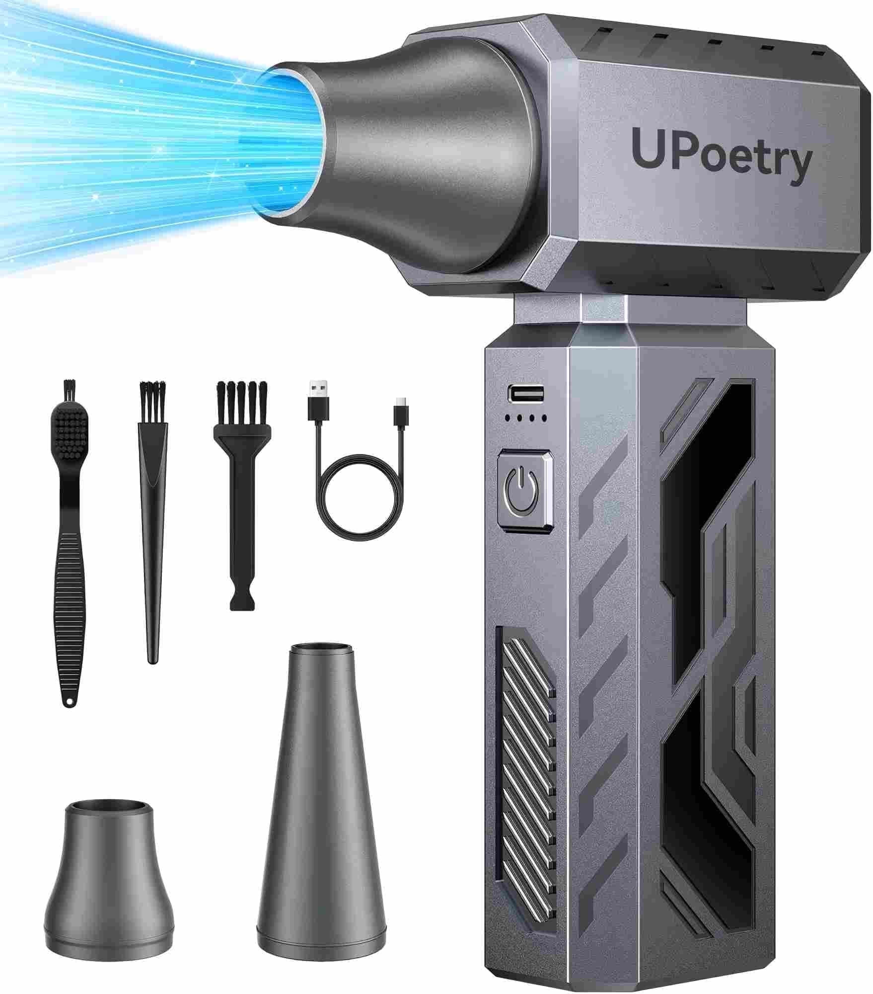 UPoetry-Cordless Air Duster - 130,000RPM Rechargeable Blower with Brushless Motor & Type-C Fast Charging for PC, Keyboard &t Home