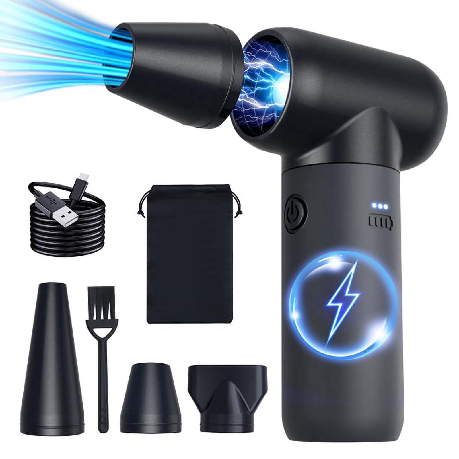 Compressed Air Duster, 180000RPM Electric Air Duster Whit LED Lighting 9 Brush 4 Gear Adjustable Turbo Fan Cordless Air Blower Rechargeable Air Duster - View #3