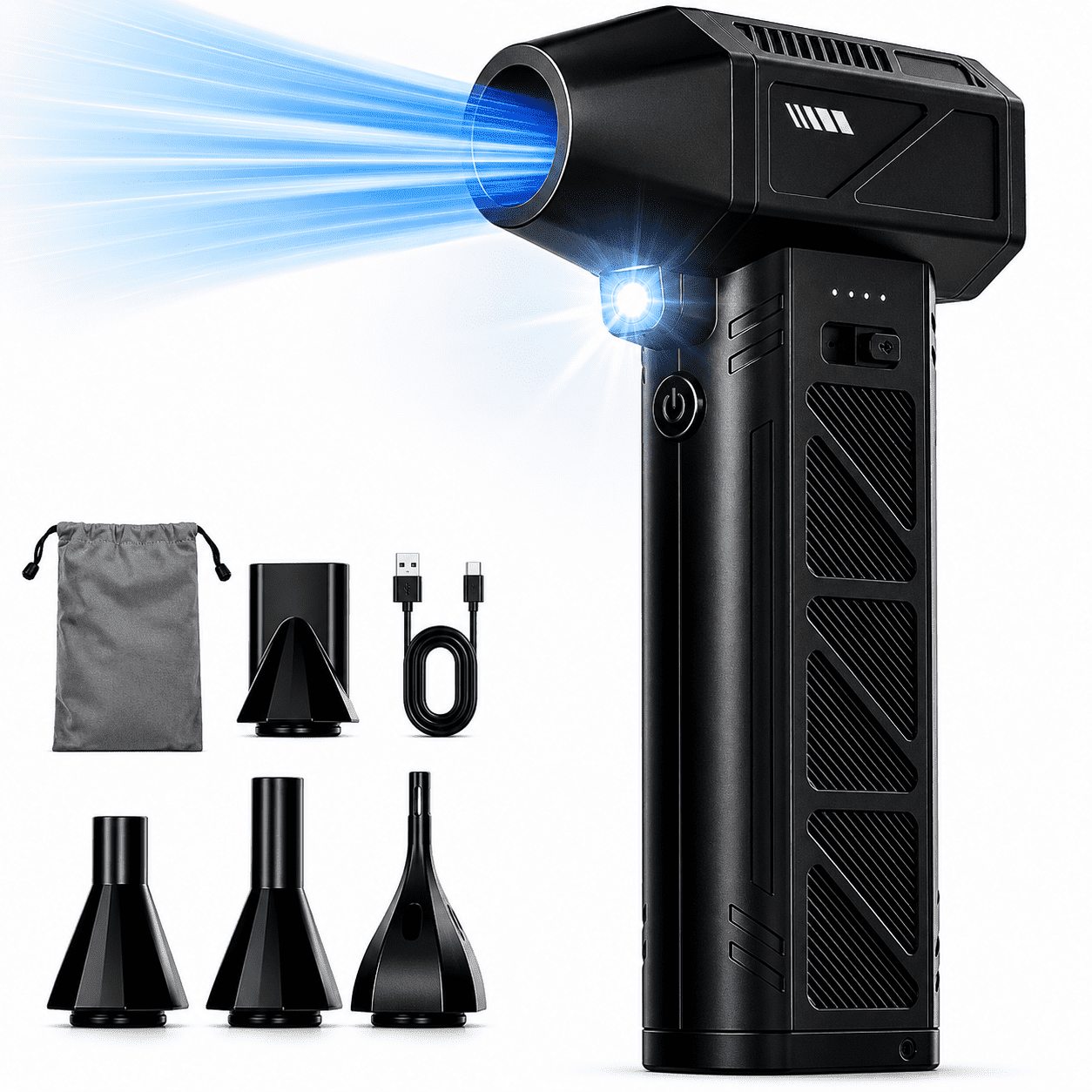 TRAKAR Car-Mounted Vacuum Cleaner, 180000RPM Electric Air Duster , Compressed Air Duster with Lllumination, Air Blower Dusters for Car，snowblower