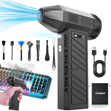 Compressed Air Duster, 180,000 RPM Mini Electric Air Duster - With LED