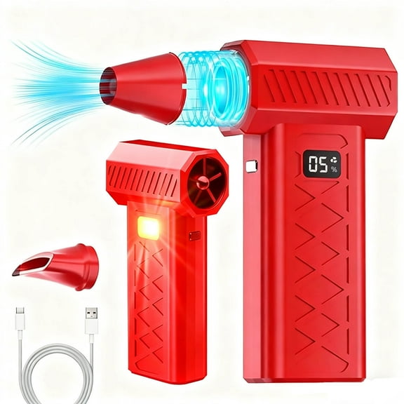 Compressed Air Duster, 180000RPM Powerful Cordless Electric Air Duster with Brushless Motor and LED Light, Rechargeable Stepless Speed Regulation Dust Blower for PC, Keyboard, House, Car and Outdoor