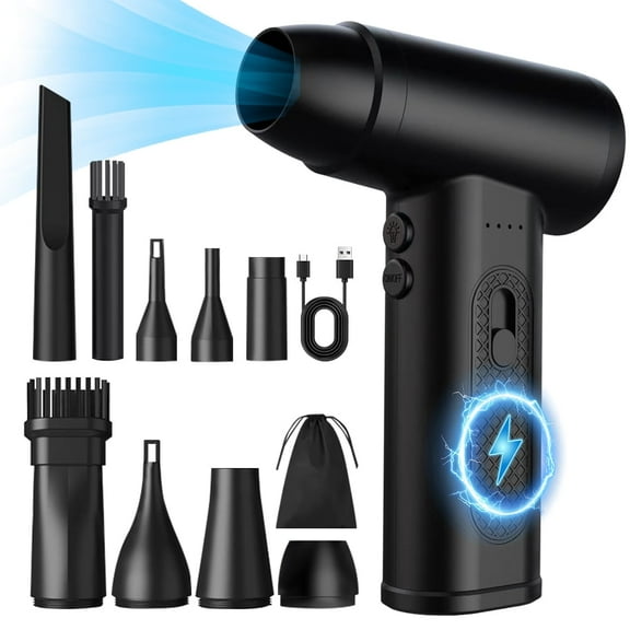 Compressed Air Duster, 2 Gear Adjustable 160000RPM Mini Electric Air Duster with LED Light, 4000mAh Rechargeable Cordless Air Blower for Computer, Keyboard, Outdoor, House and Car
