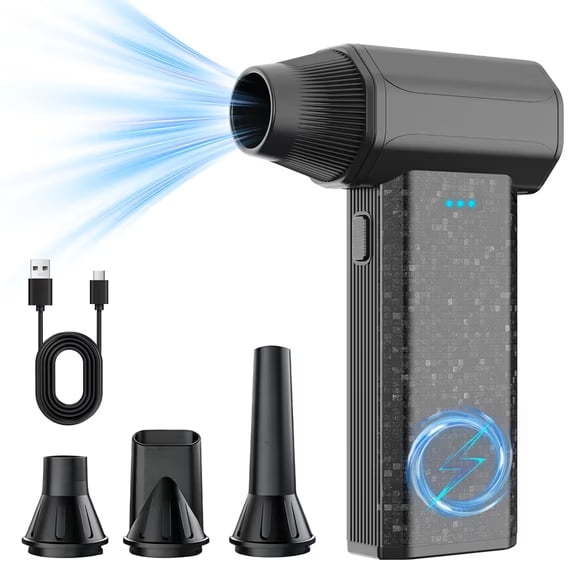 KT1 200000RPM Cordless Electric Air Duster with Electric Quantity Indicator Light, 3-Speed Rechargeable Blower for Keyboard, PC, and Car Cleaning