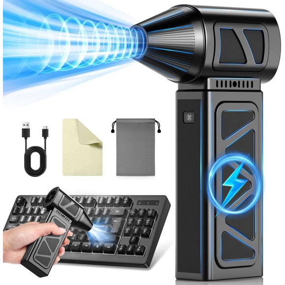 Compressed Air Duster, 360000RPM Powerful Electric Air Duster, 5-Gear Rechargeable Cordless Air Blower Turbo Fan