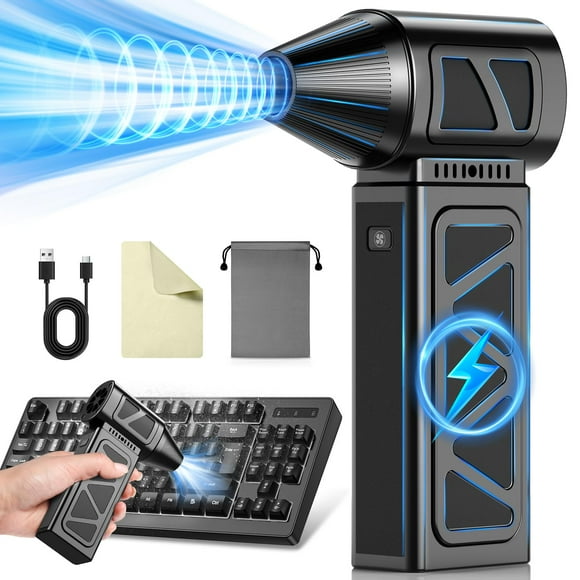 Compressed Air Duster, 360000RPM Powerful Electric Air Duster with Brushless Motor, 5-Gear Rechargeable Cordless Air Blower Turbo Fan, Mini Jet Dry Blower for PC, Keyboard, Snow, Car, Outdoors