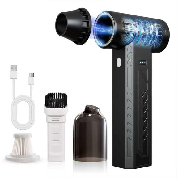 Compressed Air Duster 480000RPM Electric Air Duster Variable Speed 580G 4 Gear Adjustable Rechargeable Cordless Jet Dry Blower Turbo Fan Dryer Cleaning Air Blower Mini Car Vacuum Cleaner Black Knight