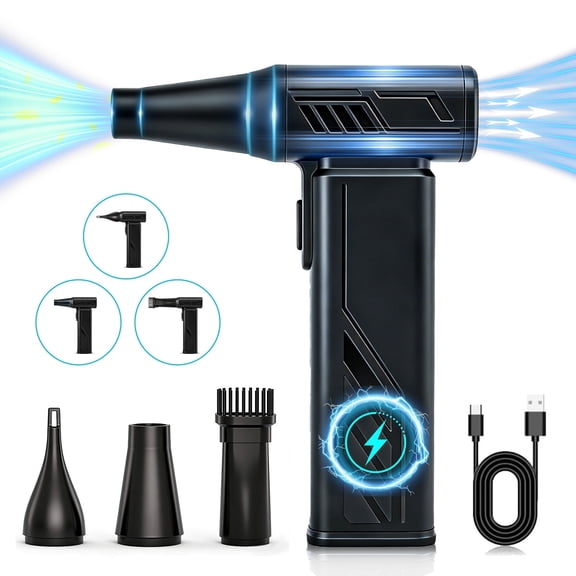 Compressed Air Duster 5 Gear Adjustable, 300000RPM Burshless Air Duster with LED Light, Rechargeable Cordless Air Blower for Keyboard Electric Devices Cleaning.