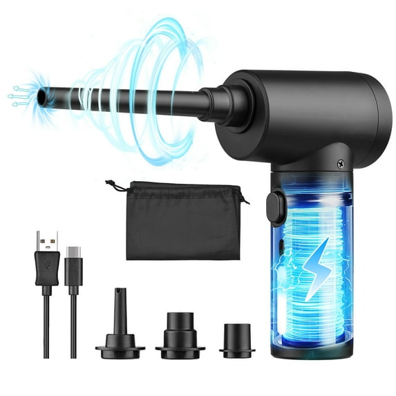 Compressed Air Duster, 50000RPM Electric Portable Air Blower with LED Light, 6000mAh Rechargeable Cordless Air Duster for Computer Keyboard Fast Charge