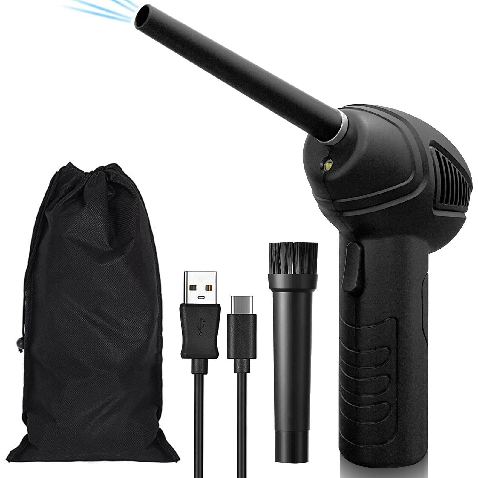 Compressed Air Duster, Cordless Electric Air Blower with LED Lighting for Computer, 2-Gear Adjustable Power Dust Cleaner, Rechargeable Portable Mini Blower for Electronics, Keyboard, PC & Car