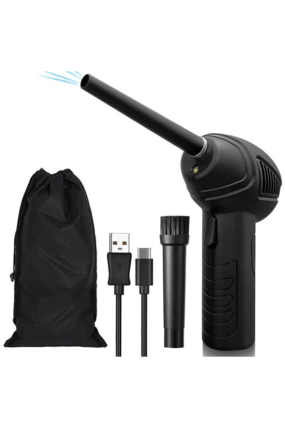 Compressed Air Duster, Cordless Electric Air Blower with LED Lighting for Computer, 2-Gear Adjustable Power Dust Cleaner, Rechargeable Portable Mini Blower for Electronics, Keyboard, PC & Car