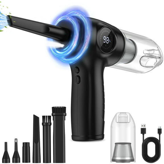 Compressed Air Duster Cordless Handheld Vacuum,AILKIN 6000mAh with LED Light 3-Gear Speed Air Blower Electric Air Duster Cleaner for Computer Keyboard Cleaning,Car,Electronics,Pet Hair,Office