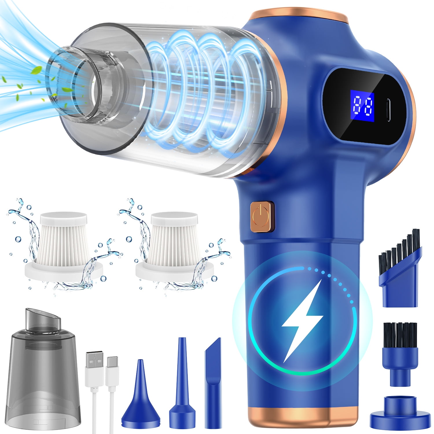 Compressed Air Duster Cordless Handheld Vacuum,AILKIN LED Display 120000Pa 3000mAh Air Blower Electric Compressed Air Duster Cleaner for Computer Keyboard Cleaning,Car,Electronics,Office
