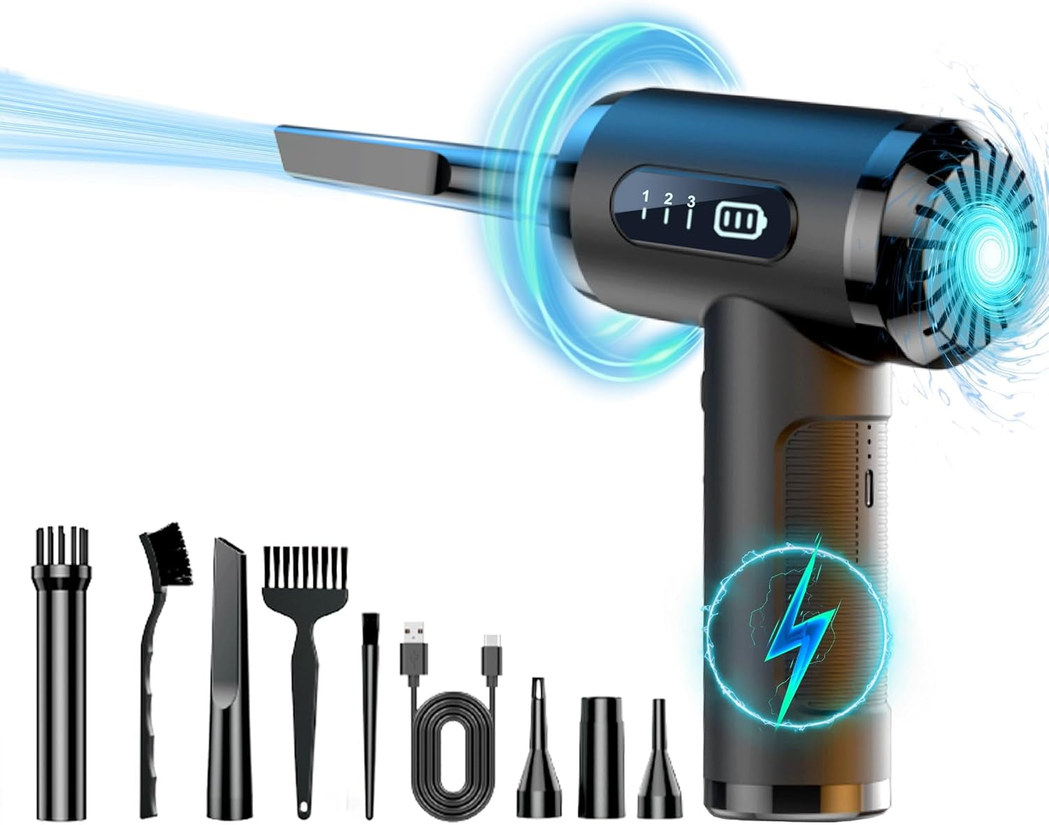 Compressed Air Duster,Dust Cleaner for Car,Computer,Keyboard,Camera,Desk,Laptop,Mini Electric Blower for Yoga Ball,Balloon,Air Bed.