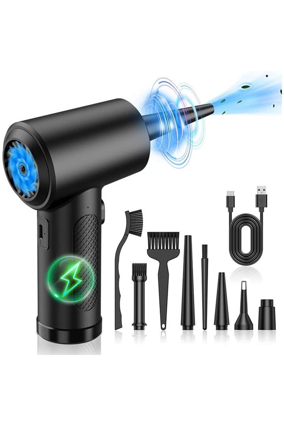 Compressed Air Duster, Electric Air Blow Portable Keyboard Cleaner with LED Light, Rechargeable Dust Off Cordless Air Duster for Computer, Car, Electric Devices