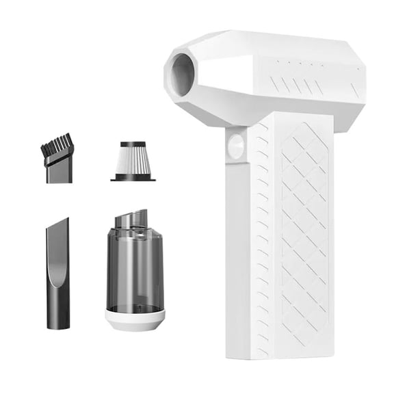 Compressed Air Duster, Electric Air Duster, Rechargeable Cordless Air Blower with Fan, Canned Air Alternative for Keyboard, PC, Computer, Car, Home & Outdoor Use White, 5.1"